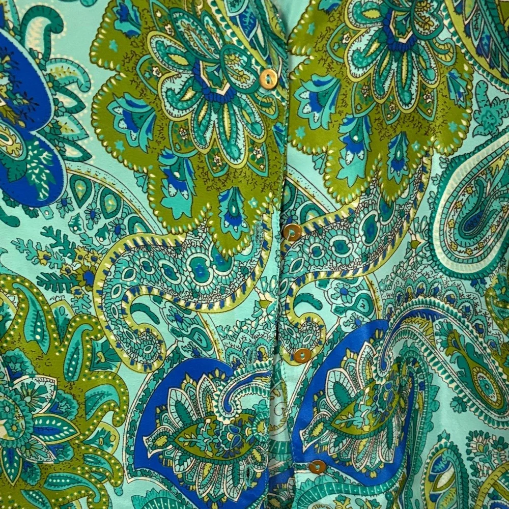 Chelsea & Theadore Green and Blue Paisley Blouse - Picture 3 of 8